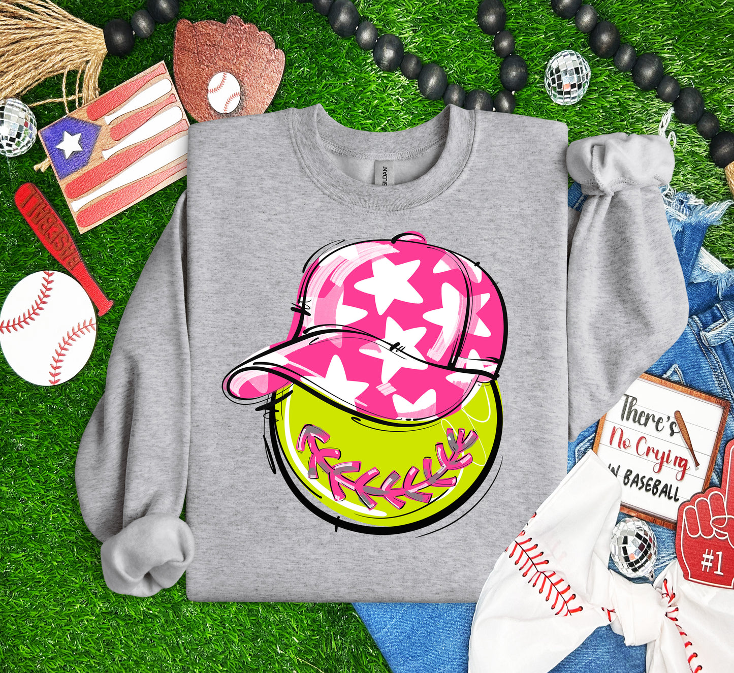 PINK PLAY BALL HAPPY FACE SOFTBALL