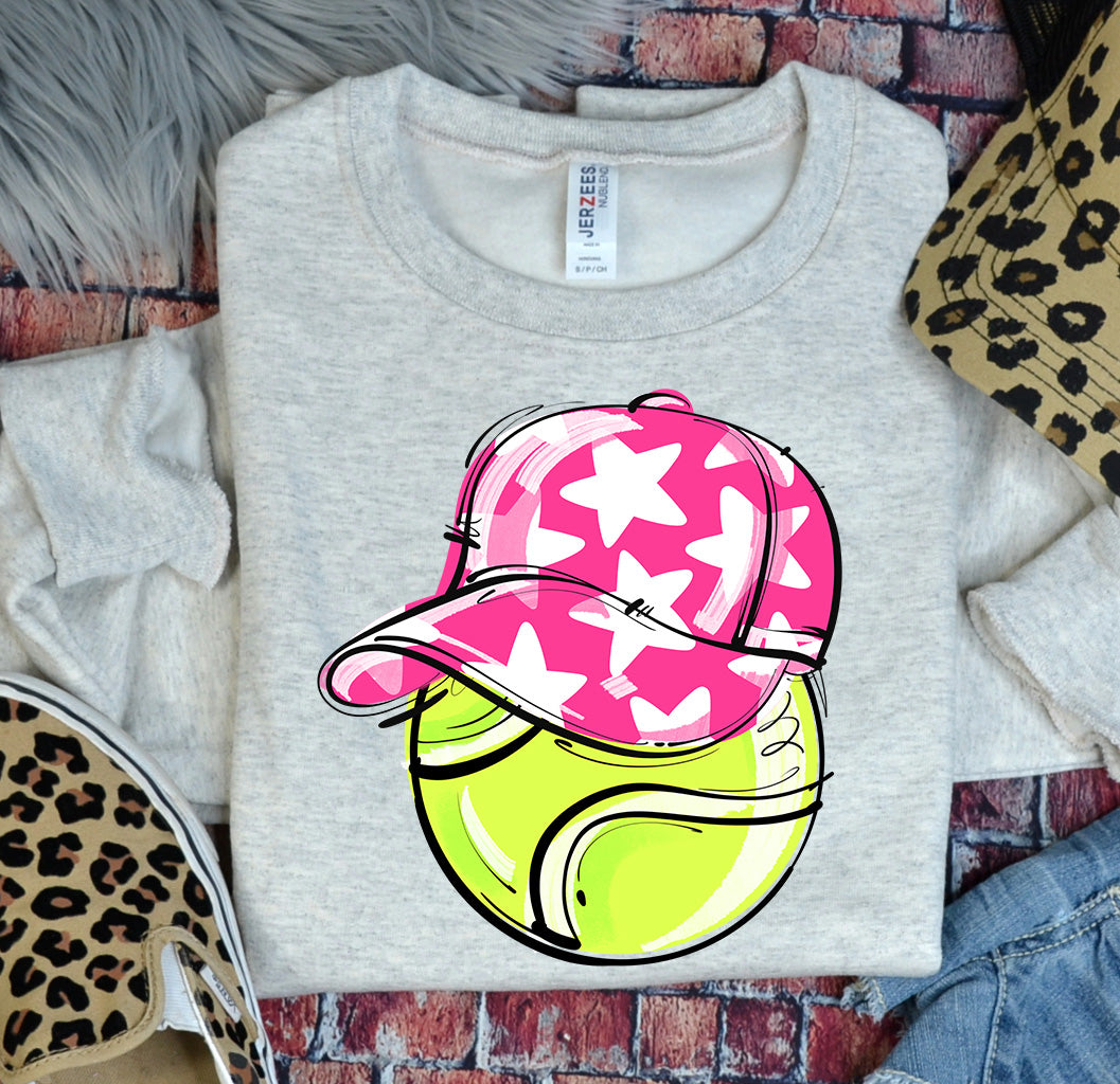 PINK PLAY BALL HAPPY FACE TENNIS
