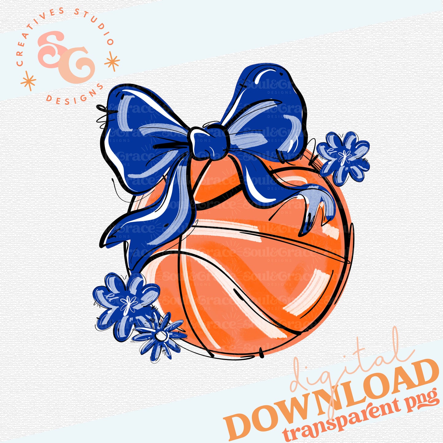 ROYAL PLAY BALL BASKETBALL BOW WITH FLOWERS