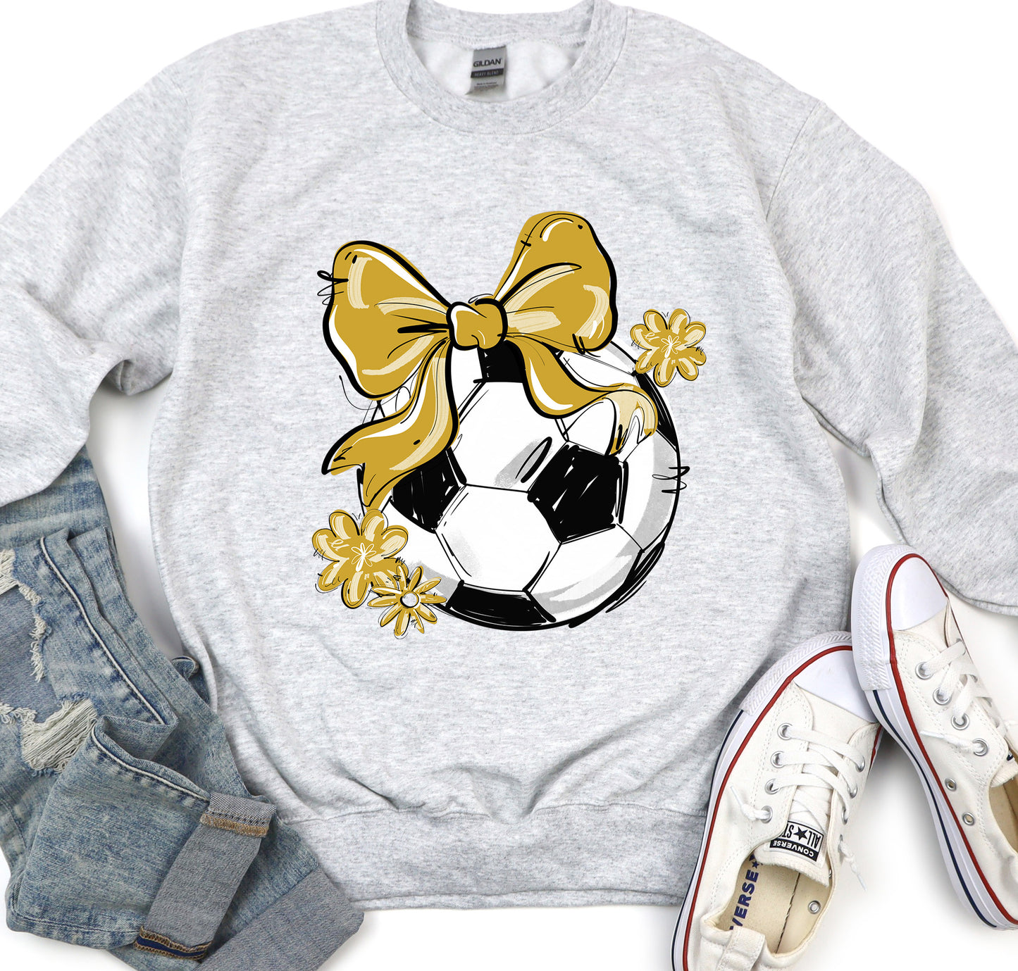VEGAS PLAY BALL SOCCER BOW WITH FLOWERS