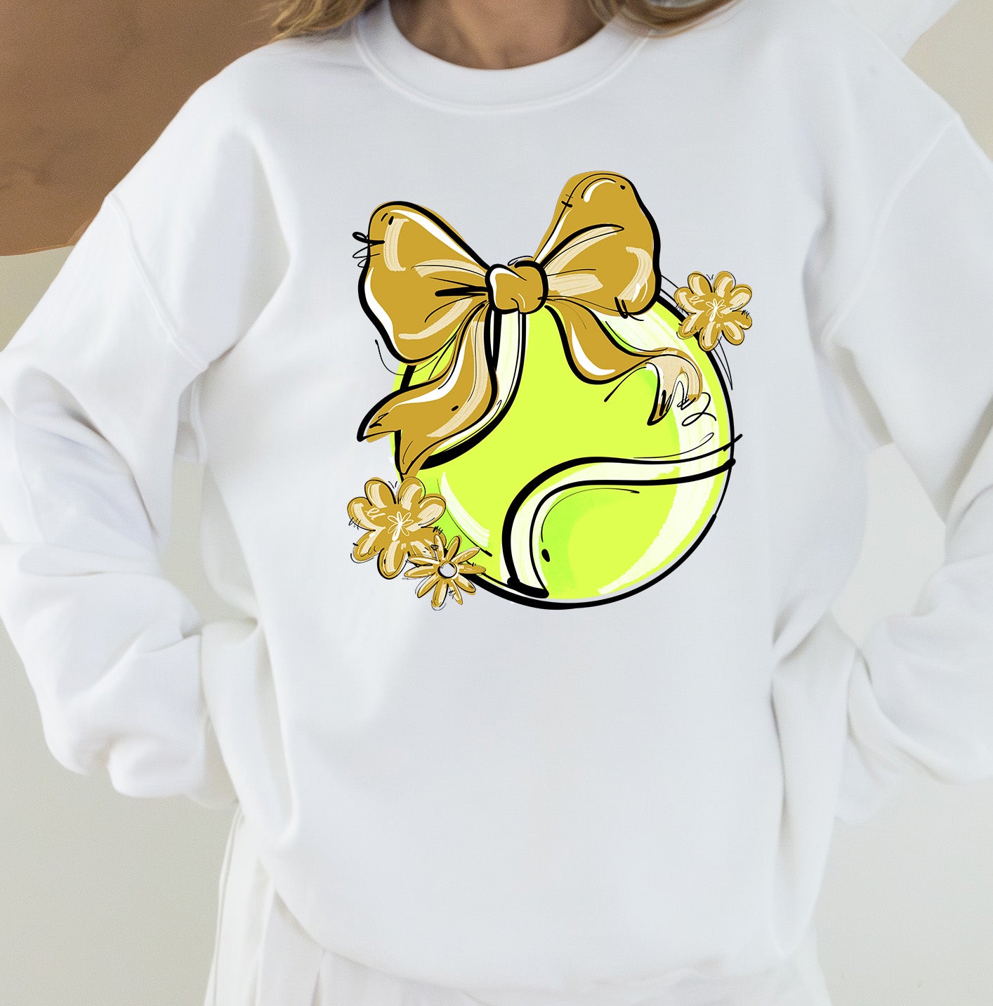 VEGAS PLAY BALL TENNIS BOW WITH FLOWERS