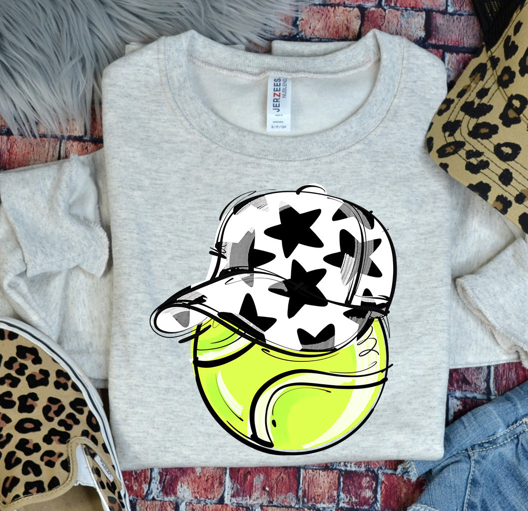 WHITE PLAY BALL HAPPY FACE TENNIS