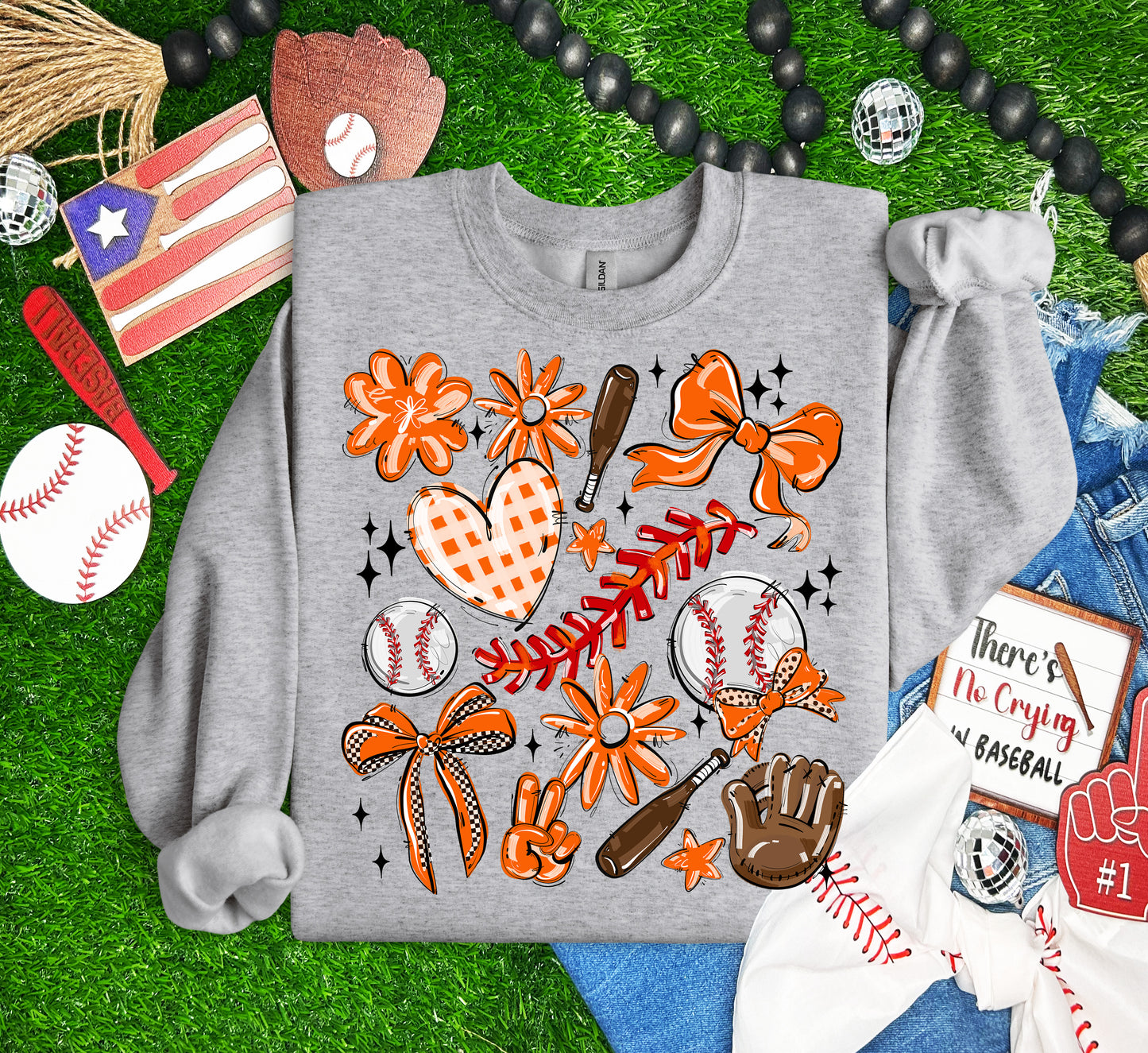 ORANGE PLAY BALL COLLAGE BASEBALL