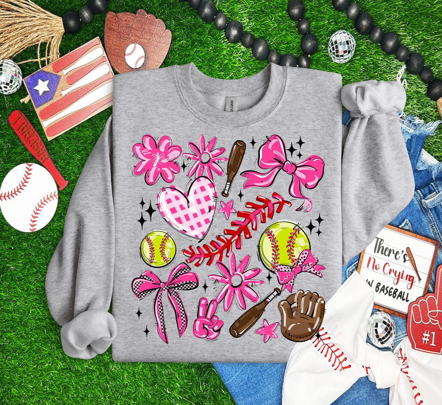 PINK PLAY BALL COLLAGE SOFTBALL