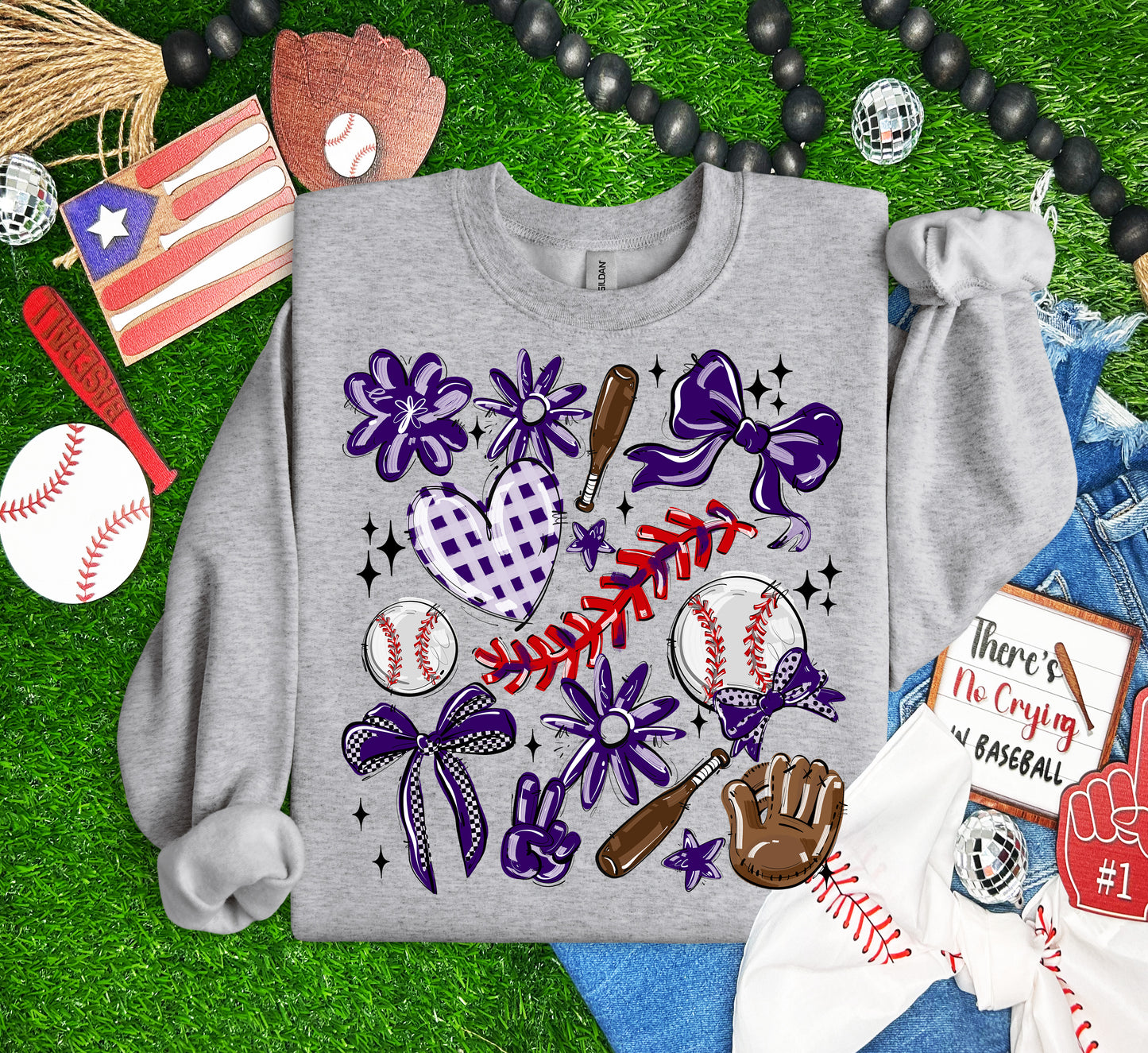 PURPLE PLAY BALL COLLAGE BASEBALL