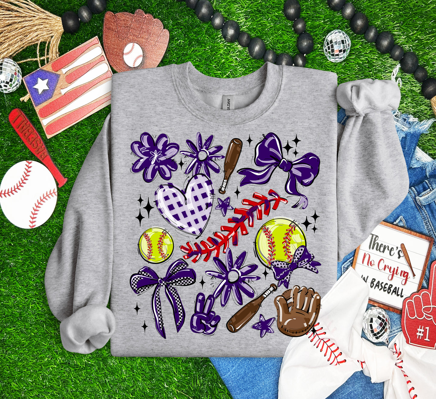PURPLE PLAY BALL COLLAGE SOFTBALL