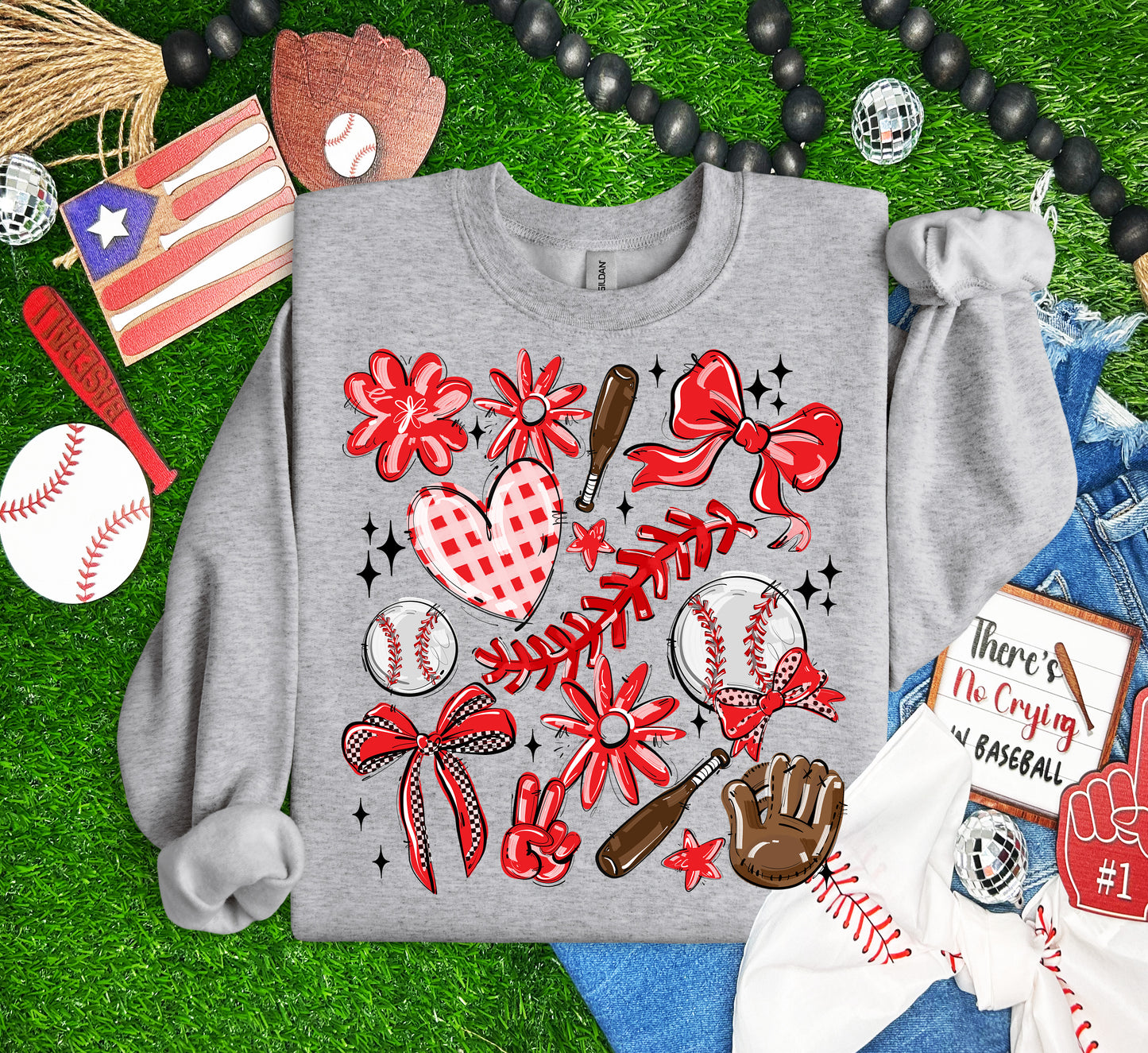 RED PLAY BALL COLLAGE BASEBALL