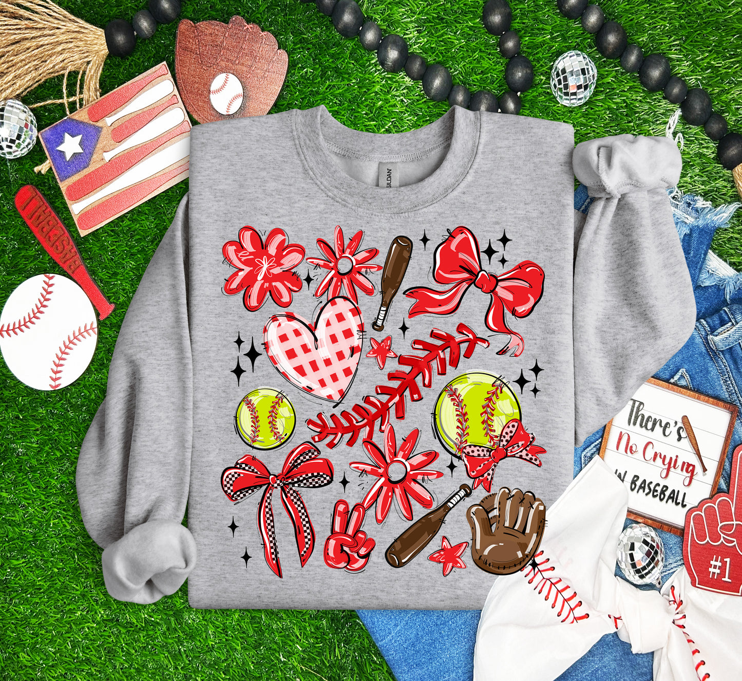 RED PLAY BALL COLLAGE SOFTBALL