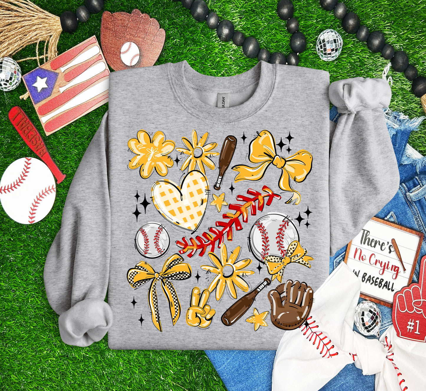 YELLOW PLAY BALL COLLAGE BASEBALL