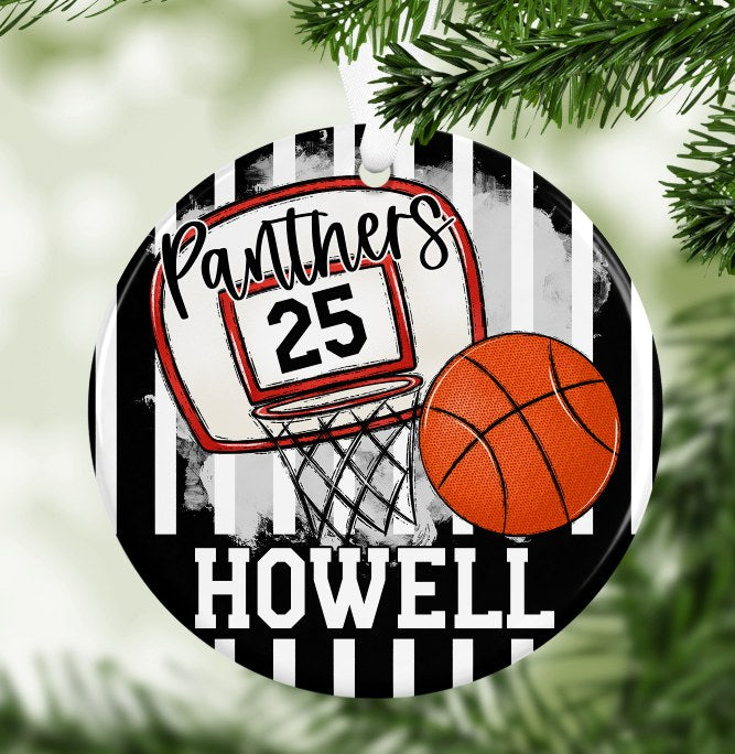 Basketball Bag Tag - Door Hanger - Ornament - Black