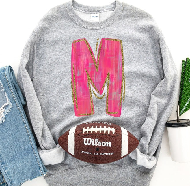 Painted Pink and Gold Hand Drawn Alphabet