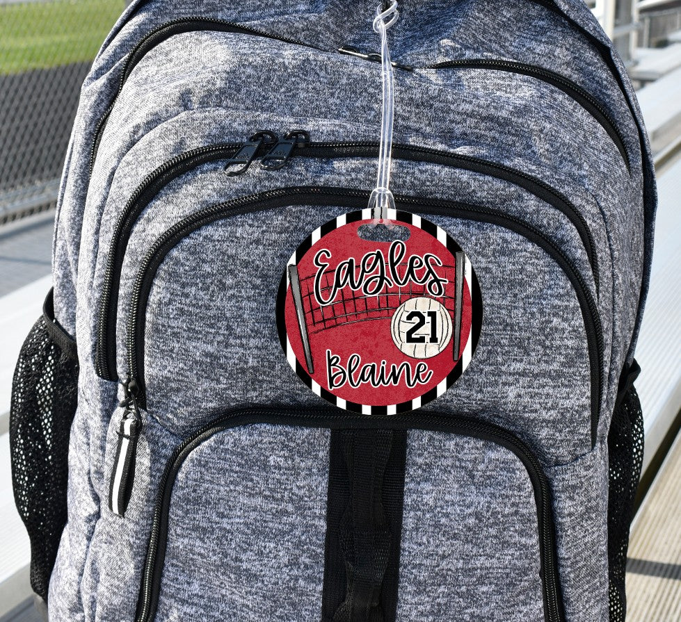 Volleyball Bag Tag - Door Hanger - Ornament - Red