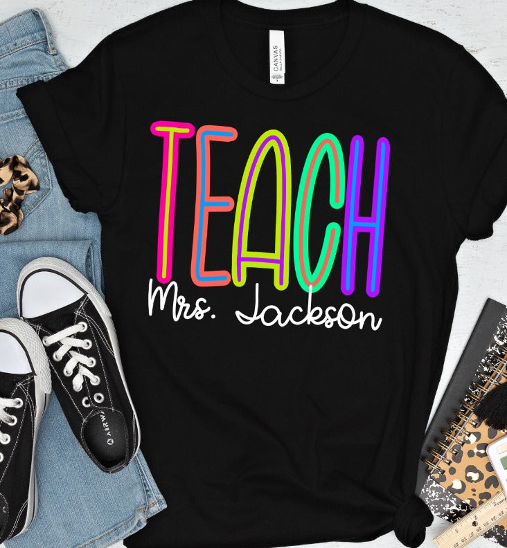 Back to School Bright Colors Teach and Teacher