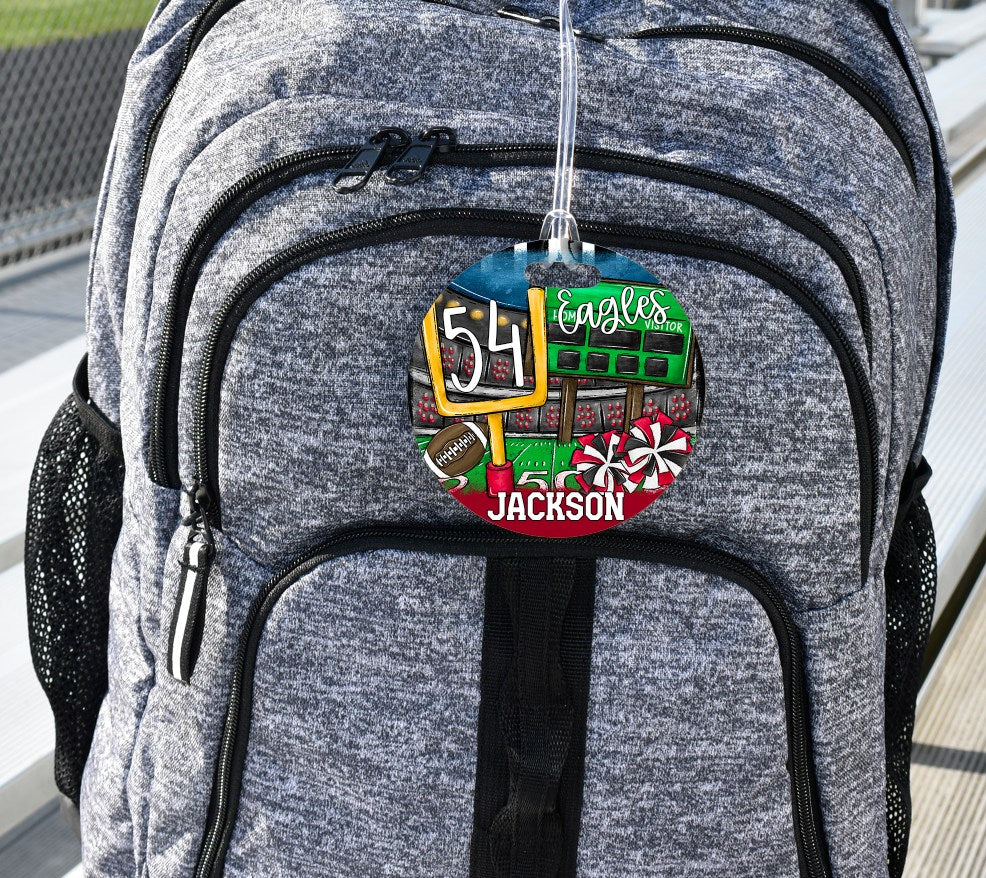 Football Stadium - Bag Tag - Door Hanger - Ornament - Red