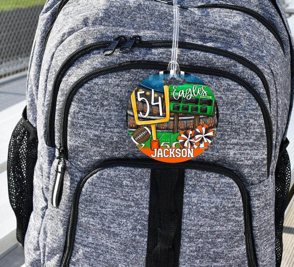 Football Stadium - Bag Tag - Door Hanger - Ornament - Orange
