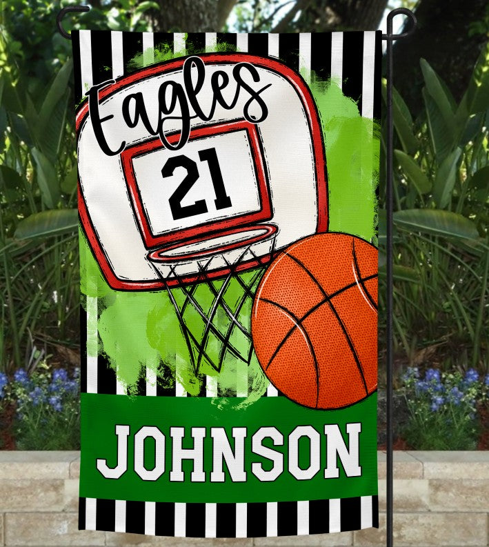 Team Spirit Basketball Garden Flag GREEN