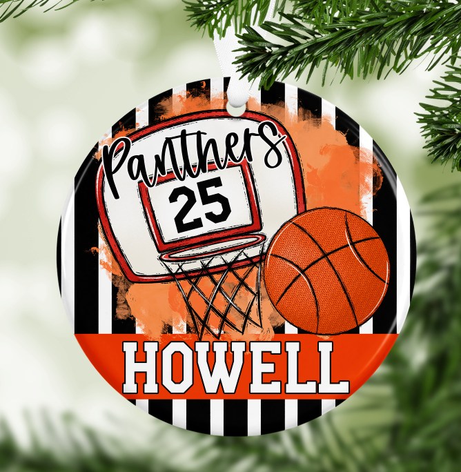 Basketball Bag Tag - Door Hanger - Ornament - Orange
