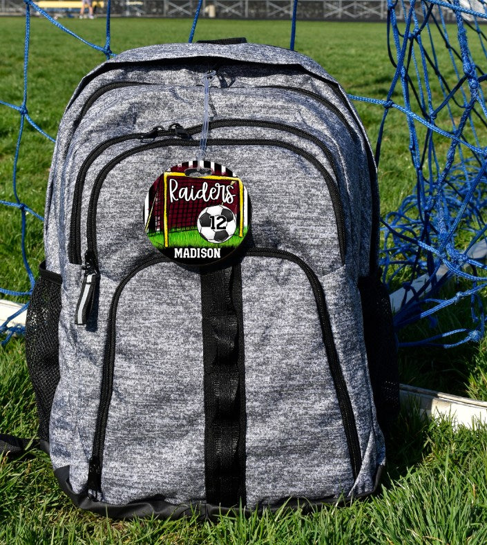 Soccer - Bag Tag - Door Hanger - Ornament - Maroon