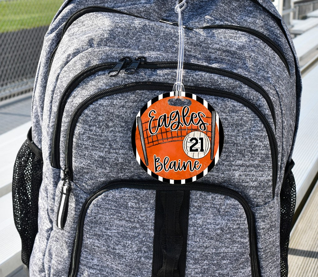 Volleyball Bag Tag - Door Hanger - Ornament - Orange