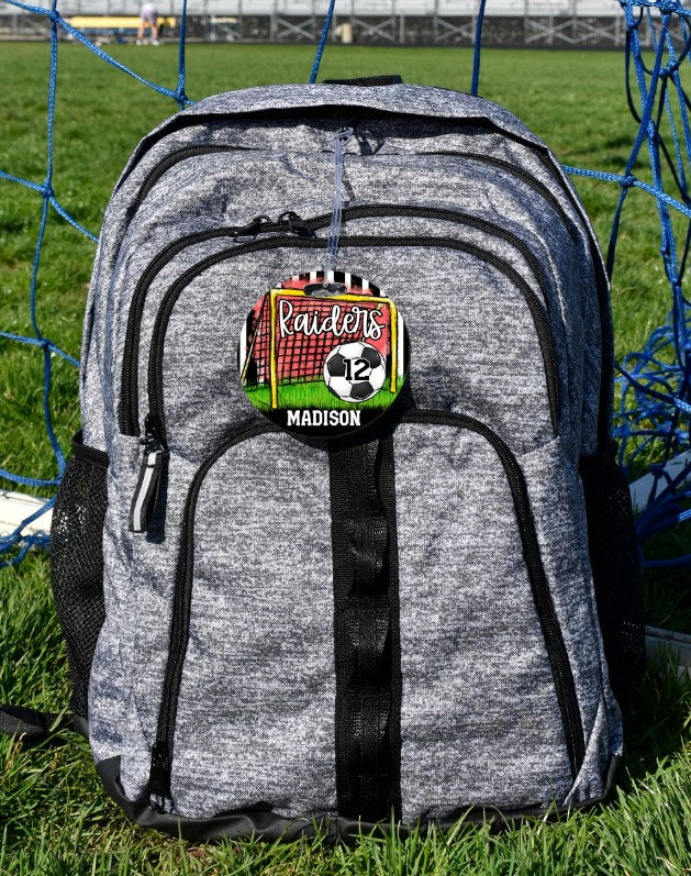 Soccer - Bag Tag - Door Hanger - Ornament - Red