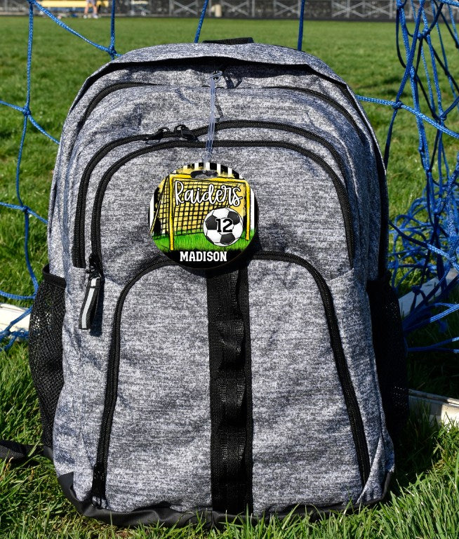 Soccer - Bag Tag - Door Hanger - Ornament - Yellow