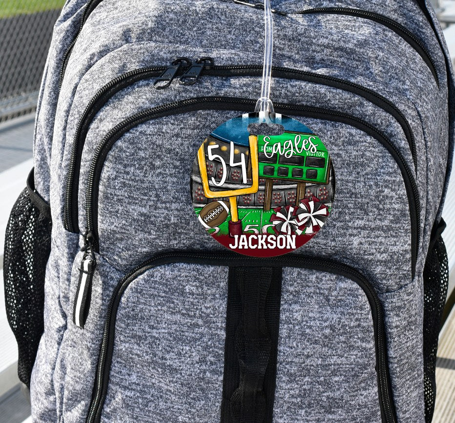 Football Stadium - Bag Tag - Door Hanger - Ornament - Maroon