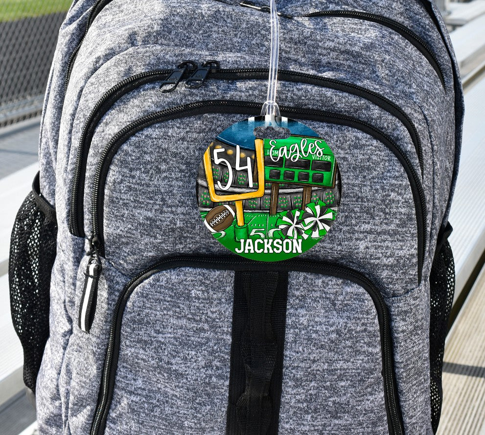 Football Stadium - Bag Tag - Door Hanger - Ornament - Green