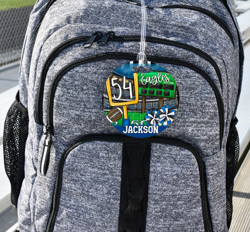 Football Stadium - Bag Tag - Door Hanger - Ornament - Blue