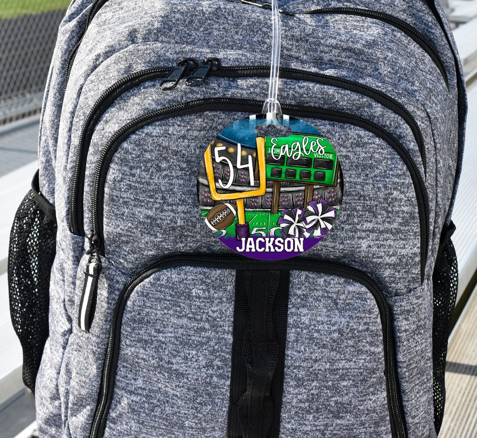 Football Stadium - Bag Tag - Door Hanger - Ornament - Purple