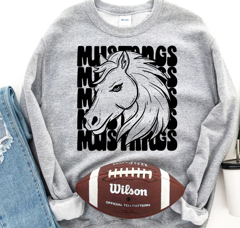 Mustangs Stacked Mascot