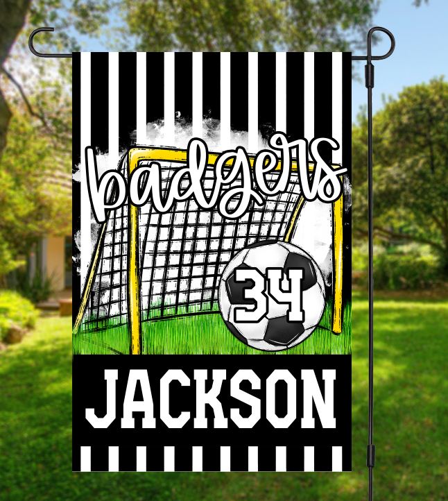 Team Spirit Soccer Garden Flag BLACK