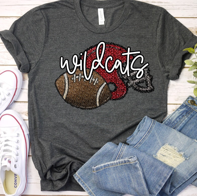 Sequin Football and Helmet - Red