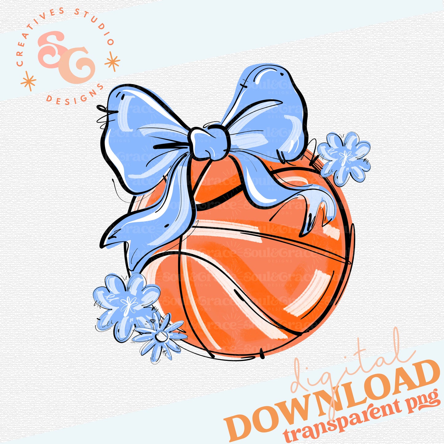 COLUMBIA PLAY BALL BASKETBALL BOW WITH FLOWERS