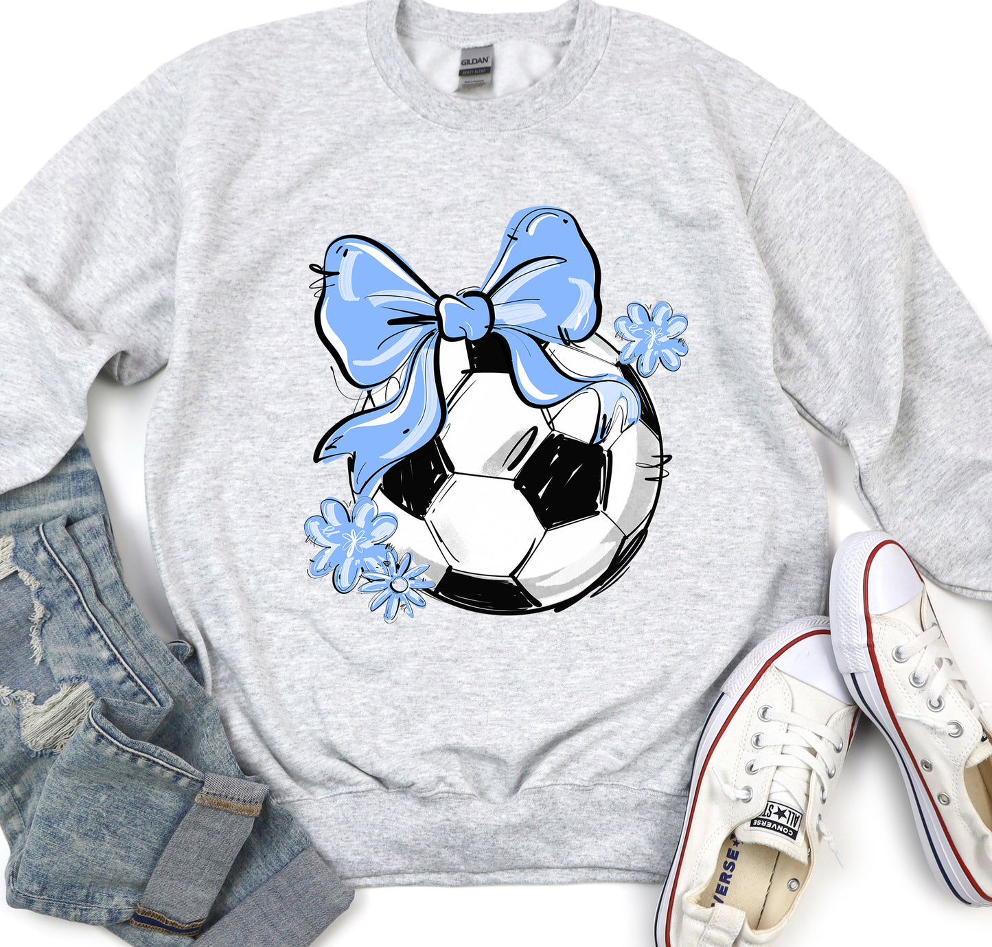 COLUMBIA PLAY BALL SOCCER BOW WITH FLOWERS