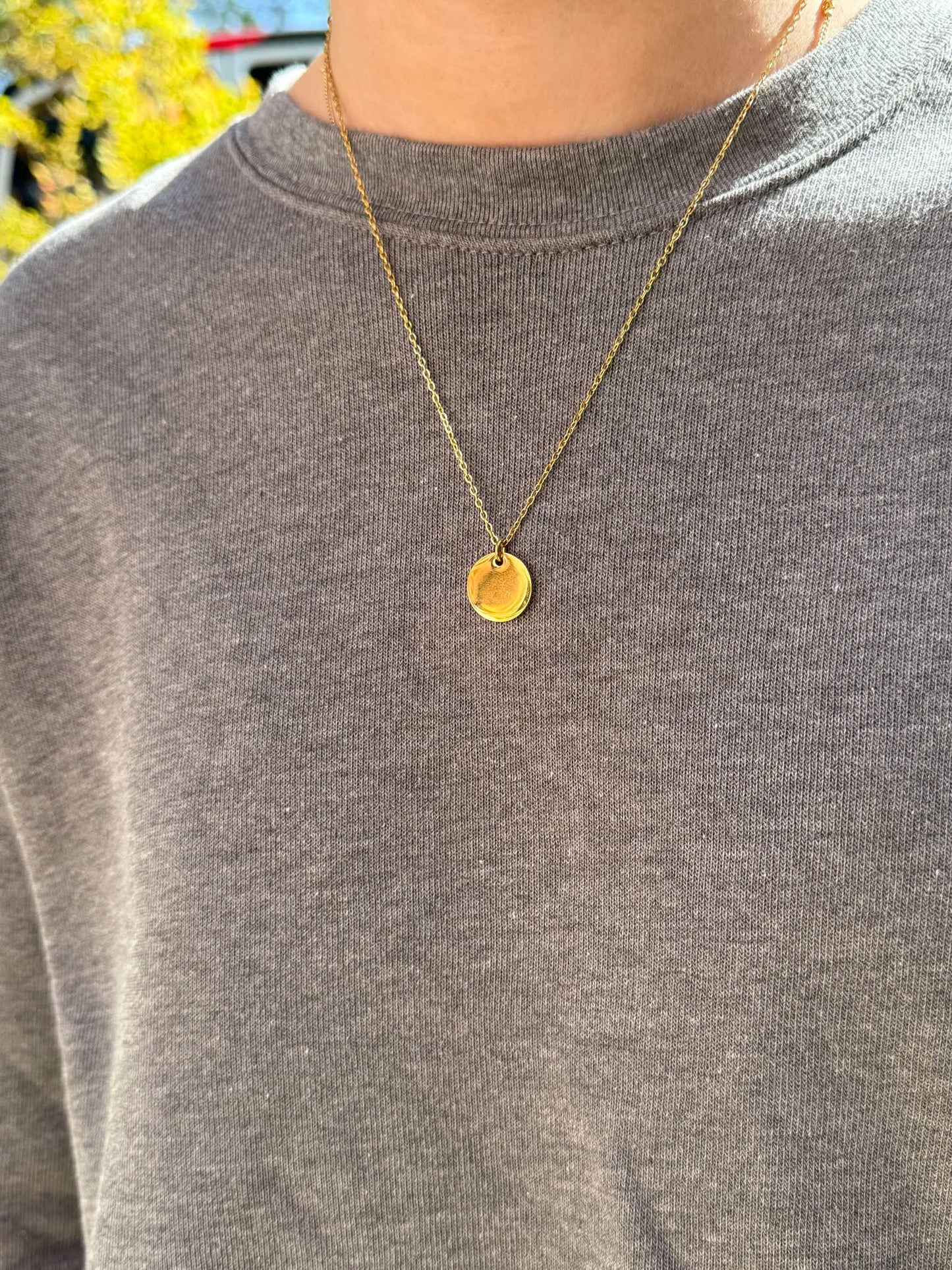 ✨ Engraved 15mm Disc Necklace – Custom Initial or Monogram