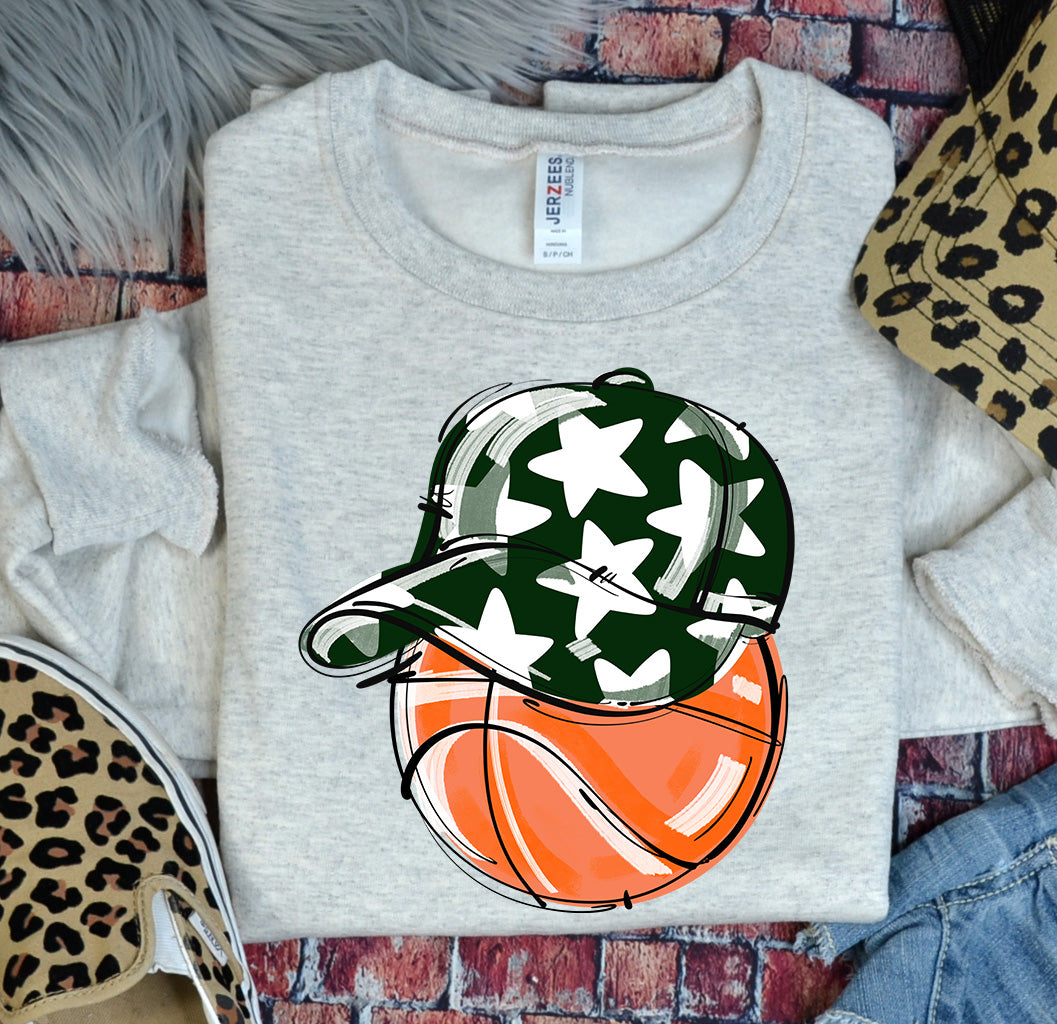 DARK GREEN PLAY BALL HAPPY FACE BASKETBALL