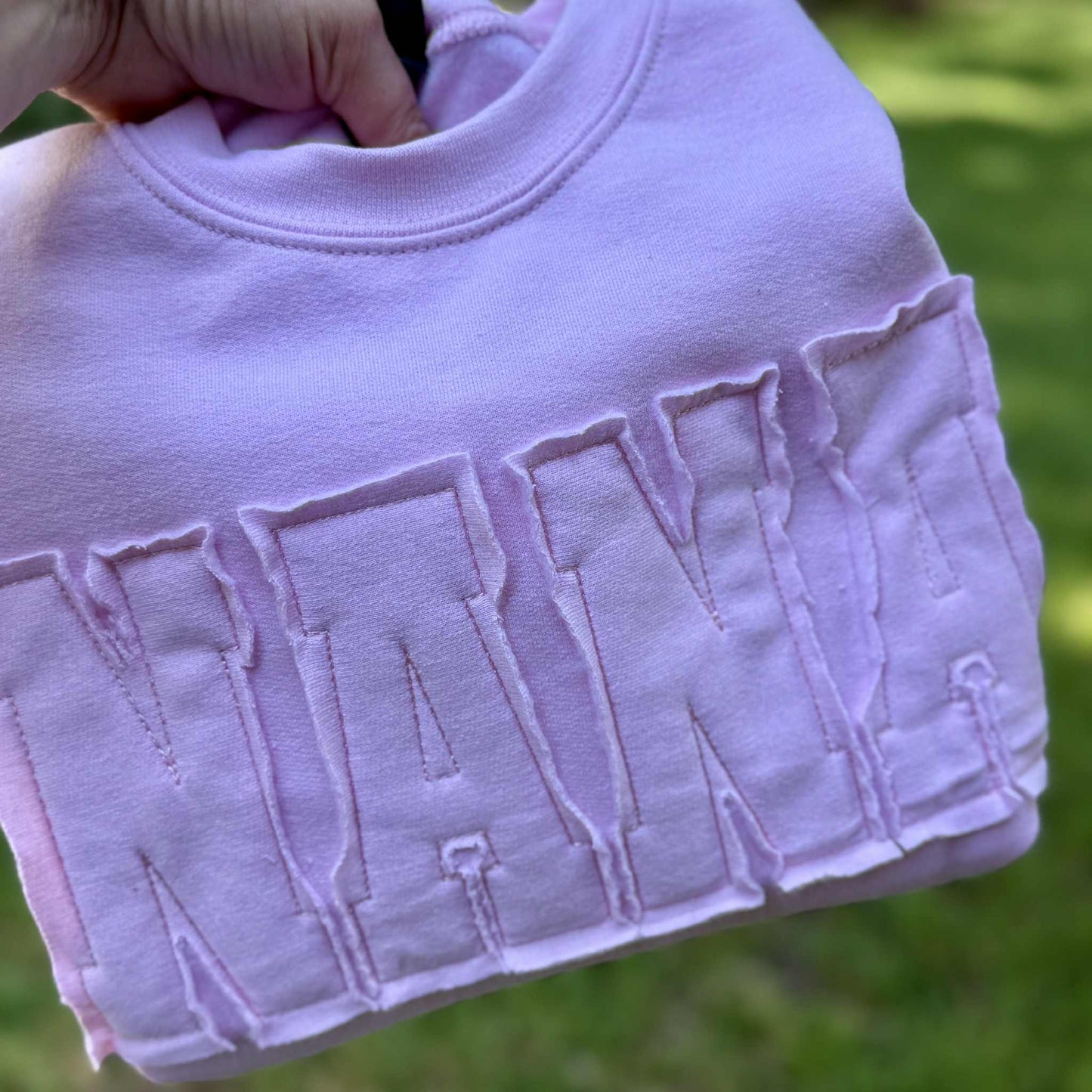 Custom Tone-on-Tone Raw Edge Appliqué Sweatshirt – Gildan | Choice of Colors