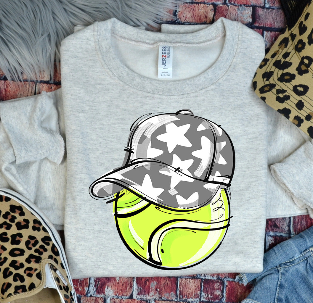 GRAY PLAY BALL HAPPY FACE TENNIS