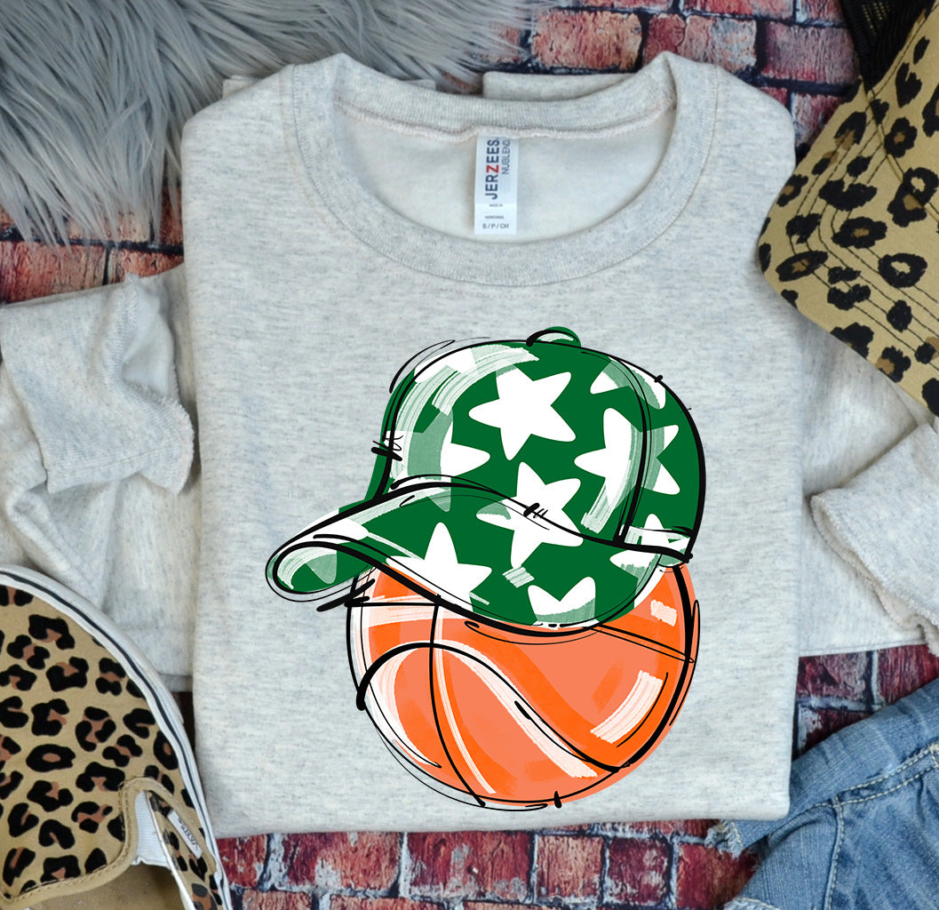 KELLY GREEN PLAY BALL HAPPY FACE BASKETBALL