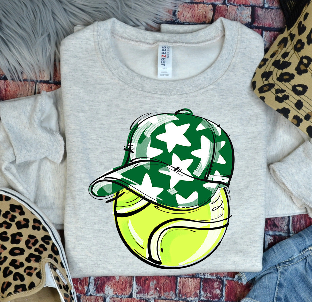 KELLY GREEN PLAY BALL HAPPY FACE TENNIS