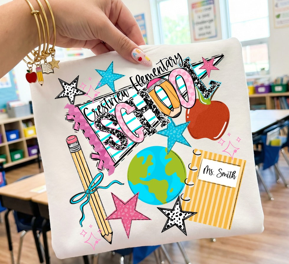 BACK TO SCHOOL - SCHOOL NAME PENNANT CUSTOM