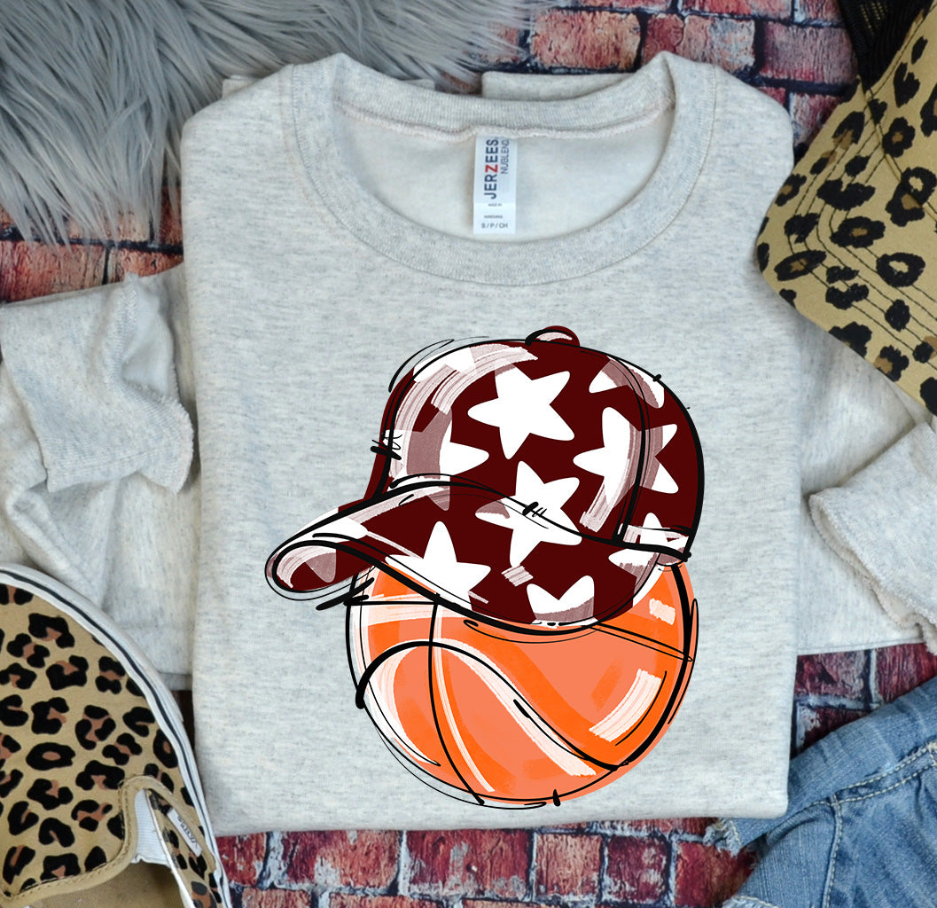 MAROON PLAY BALL HAPPY FACE BASKETBALL