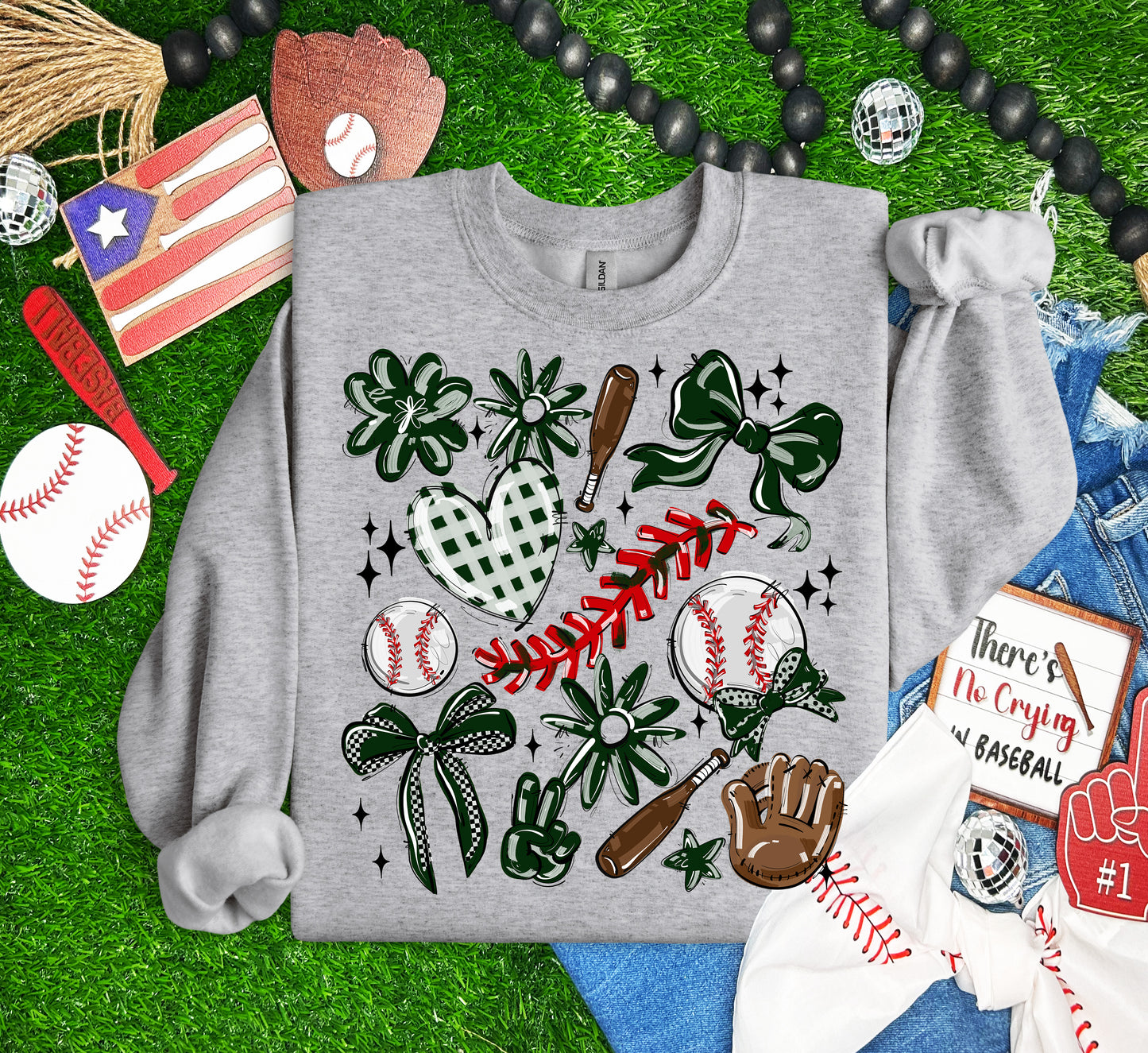 DARK GREEN PLAY BALL COLLAGE BASEBALL