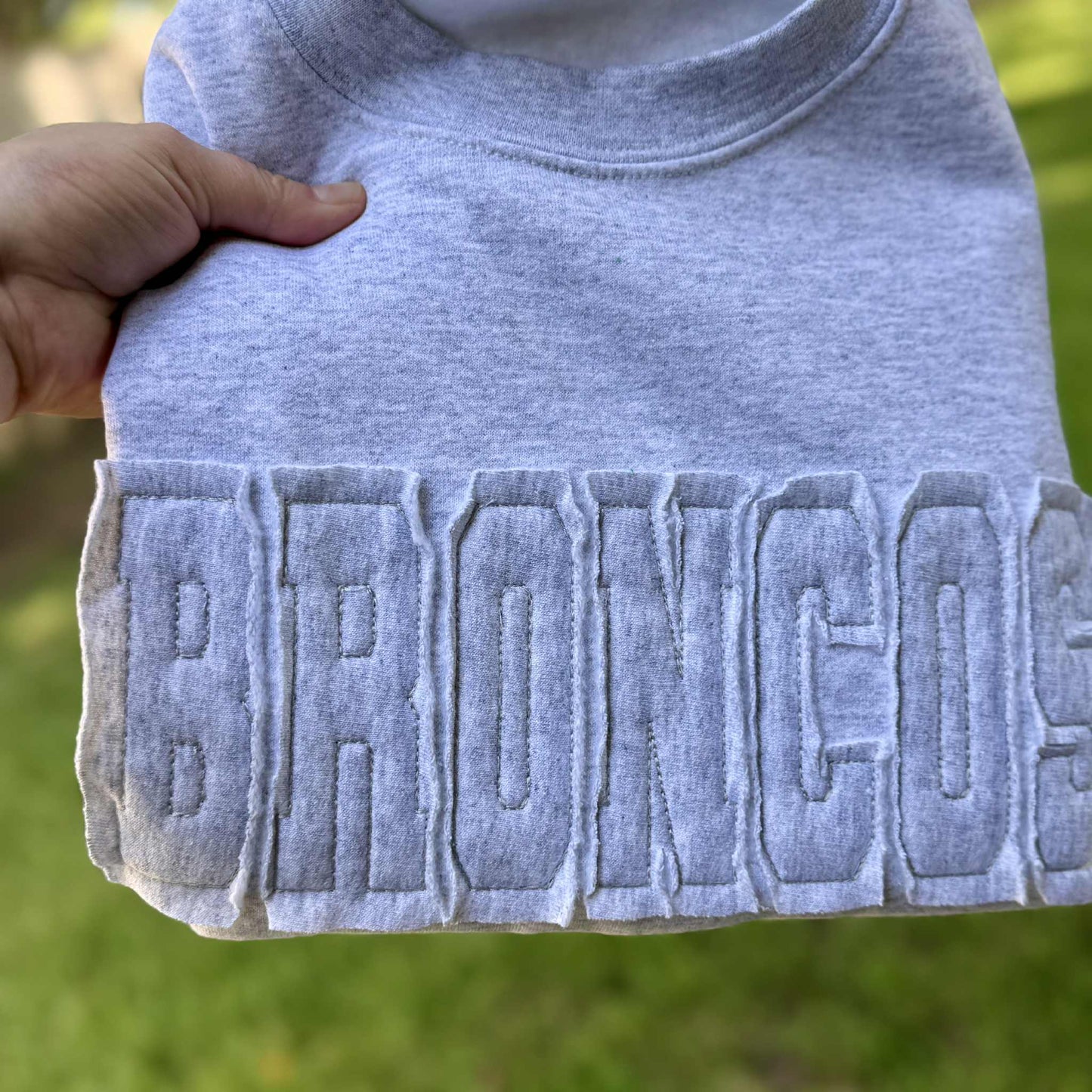 Custom Tone-on-Tone Raw Edge Appliqué Sweatshirt – Gildan | Choice of Colors