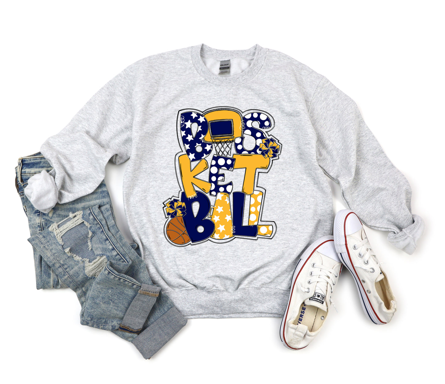 Basketball Word Art Navy Yellow Gold