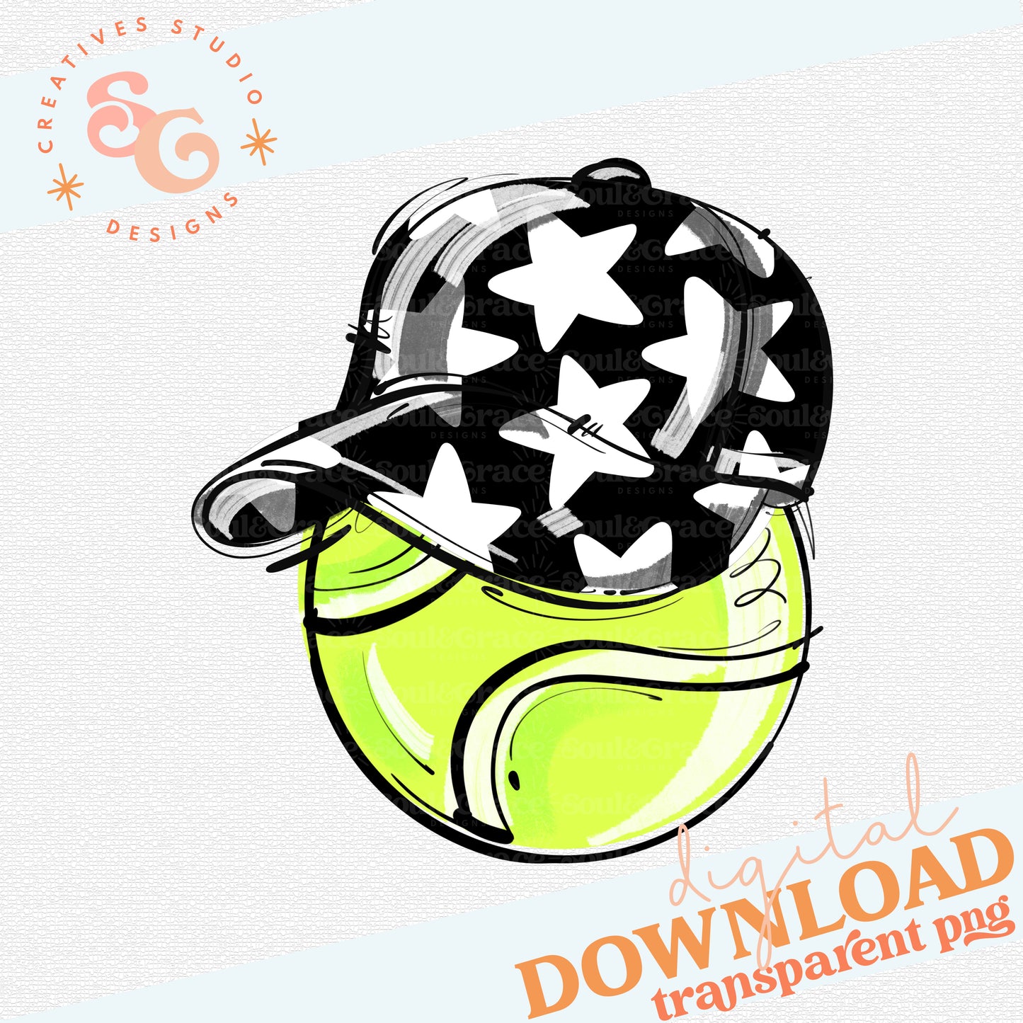 BLACK PLAY BALL HAPPY FACE TENNIS