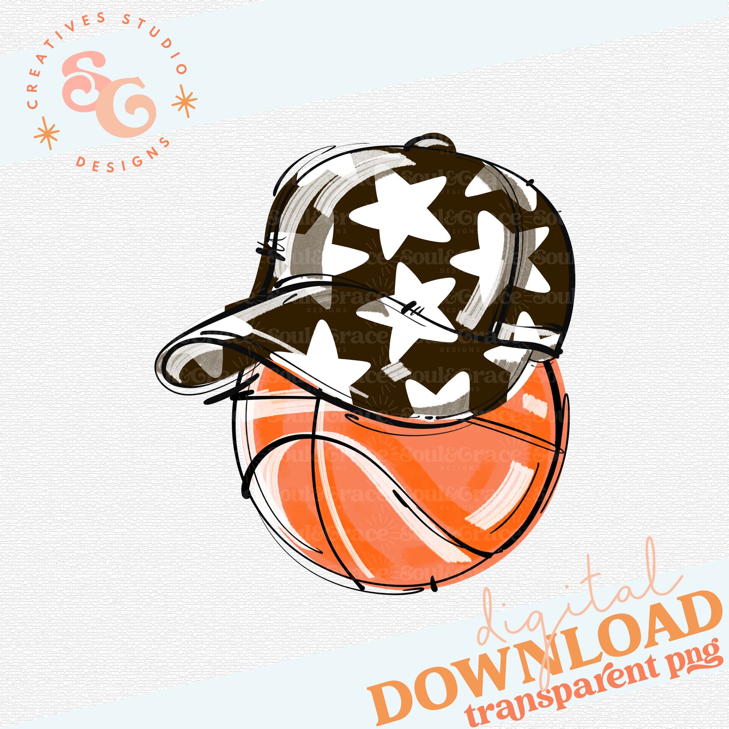 BROWN PLAY BALL HAPPY FACE BASKETBALL