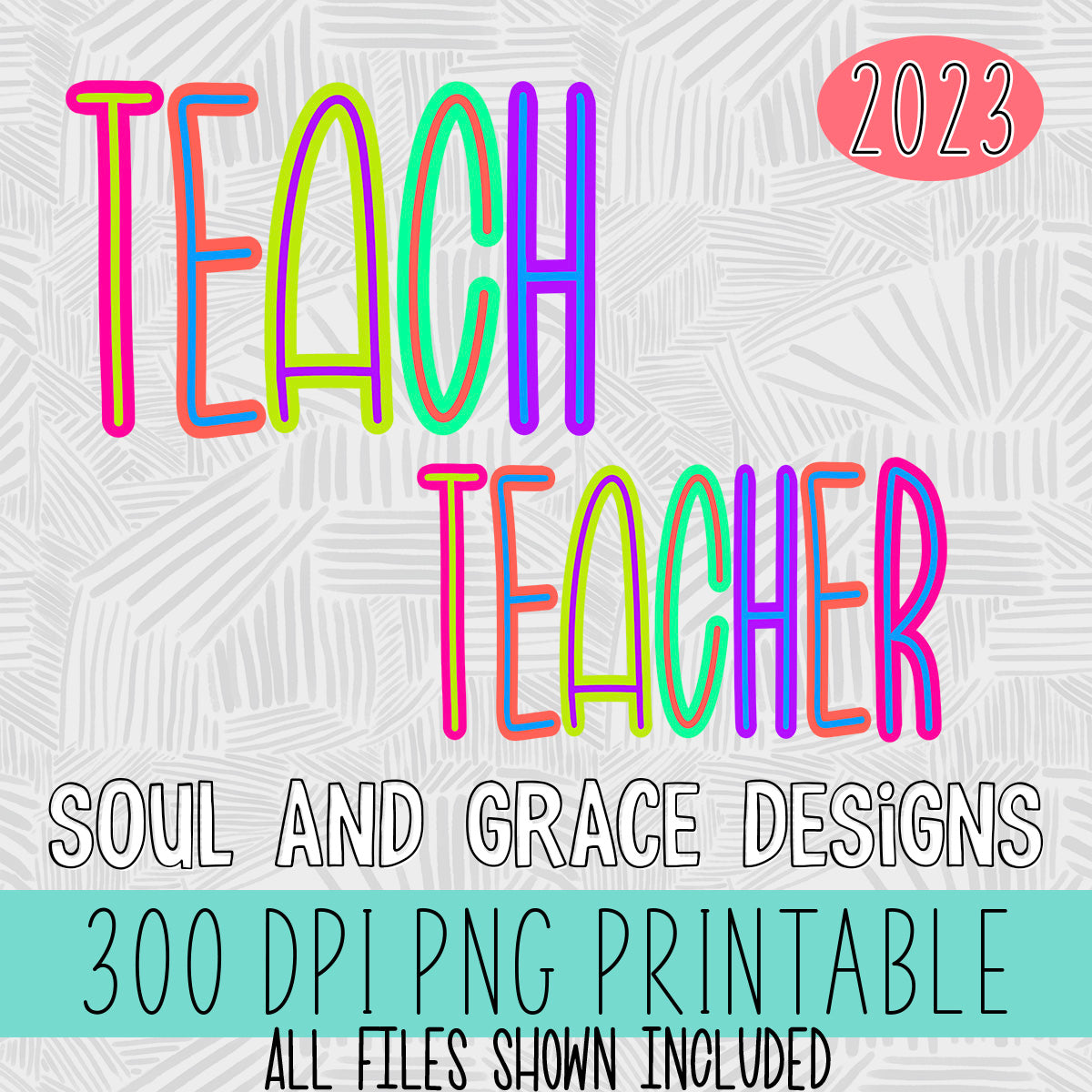 Back to School Bright Colors Teach and Teacher