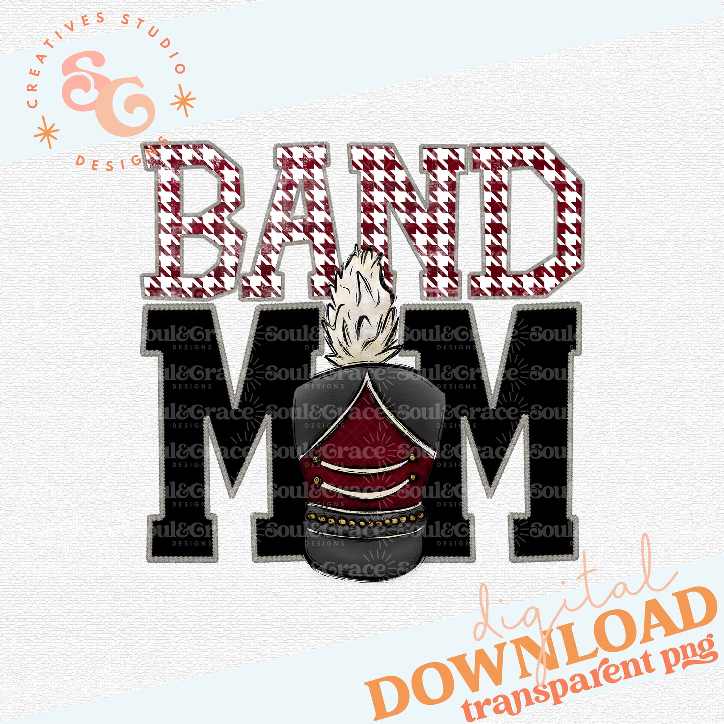 Faux Stitched Band Mom - Maroon