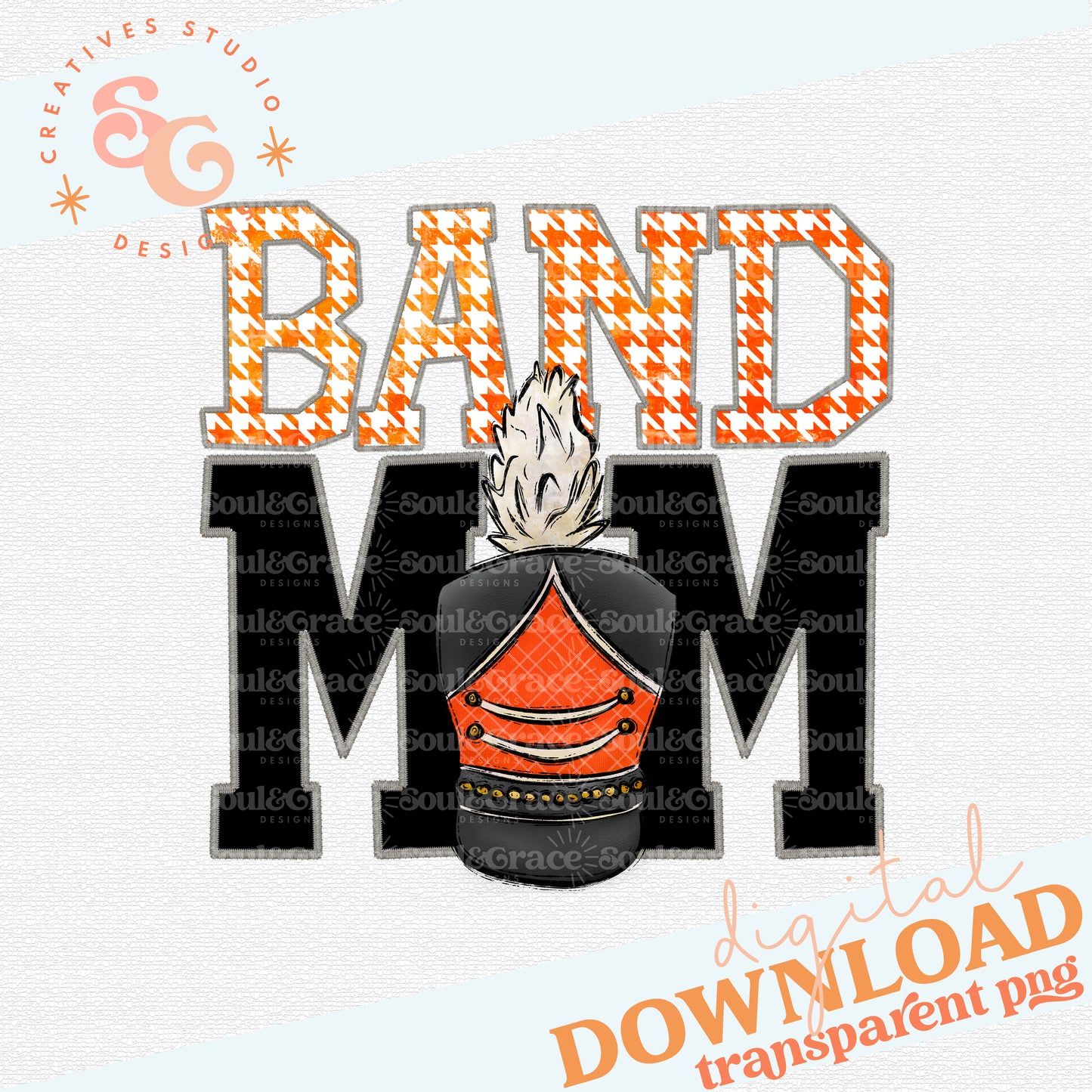 Faux Stitched Band Mom - Orange